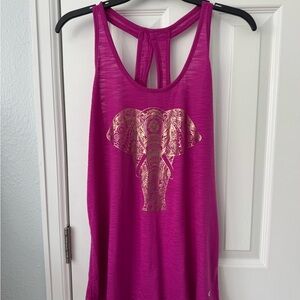 Xersion Pink Tank Top with Gold Elephant Design
